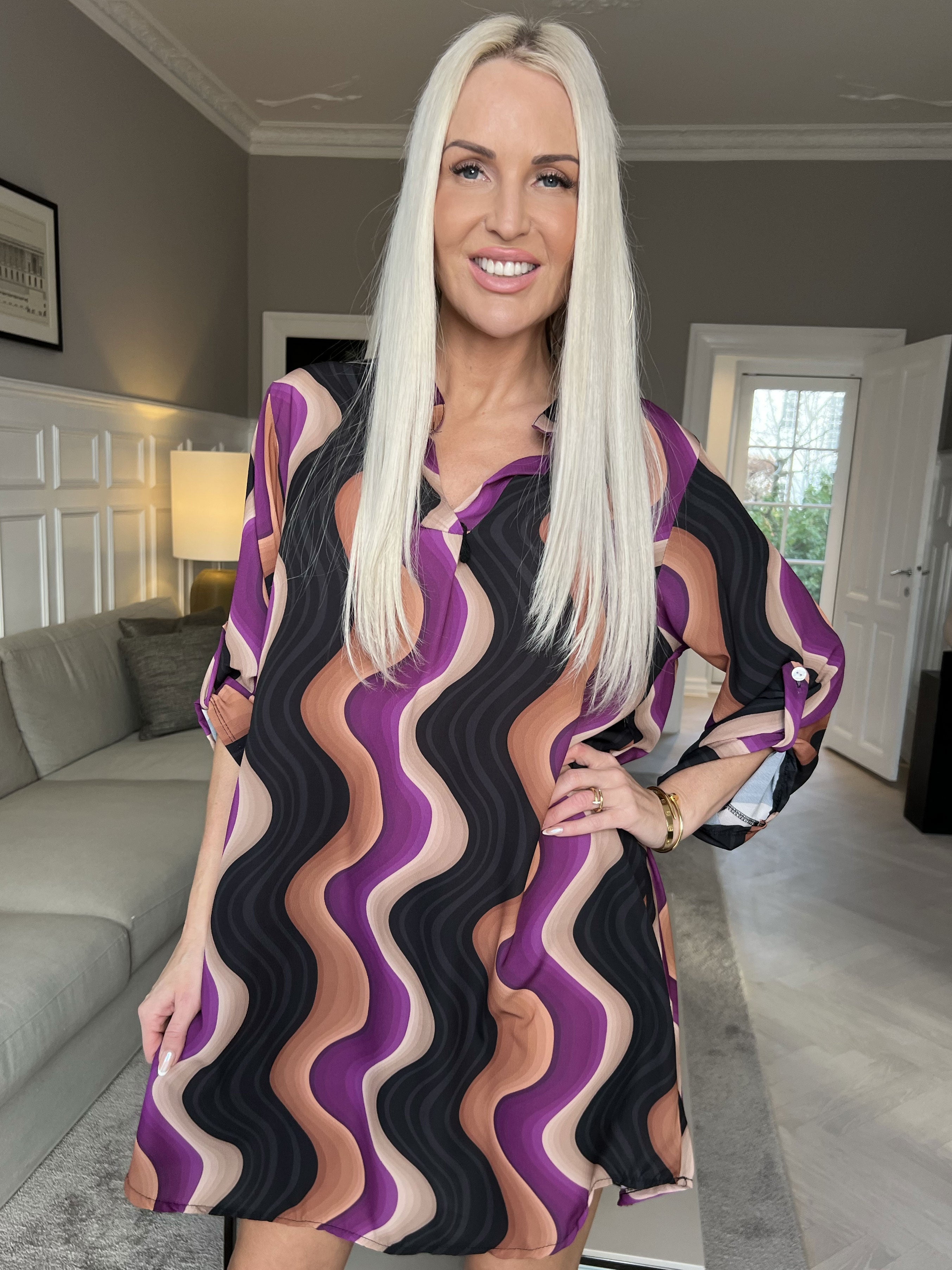 Vanesa Dress Wave - Lätt och luftig mönstrad klänning